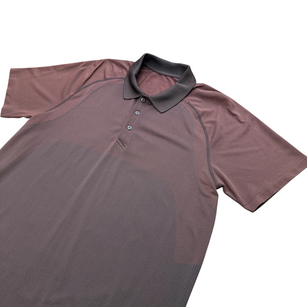 Lululemon Metal Vent Tech‎ Polo Mens Large Maroon Short Sleeve Seamless Athletic